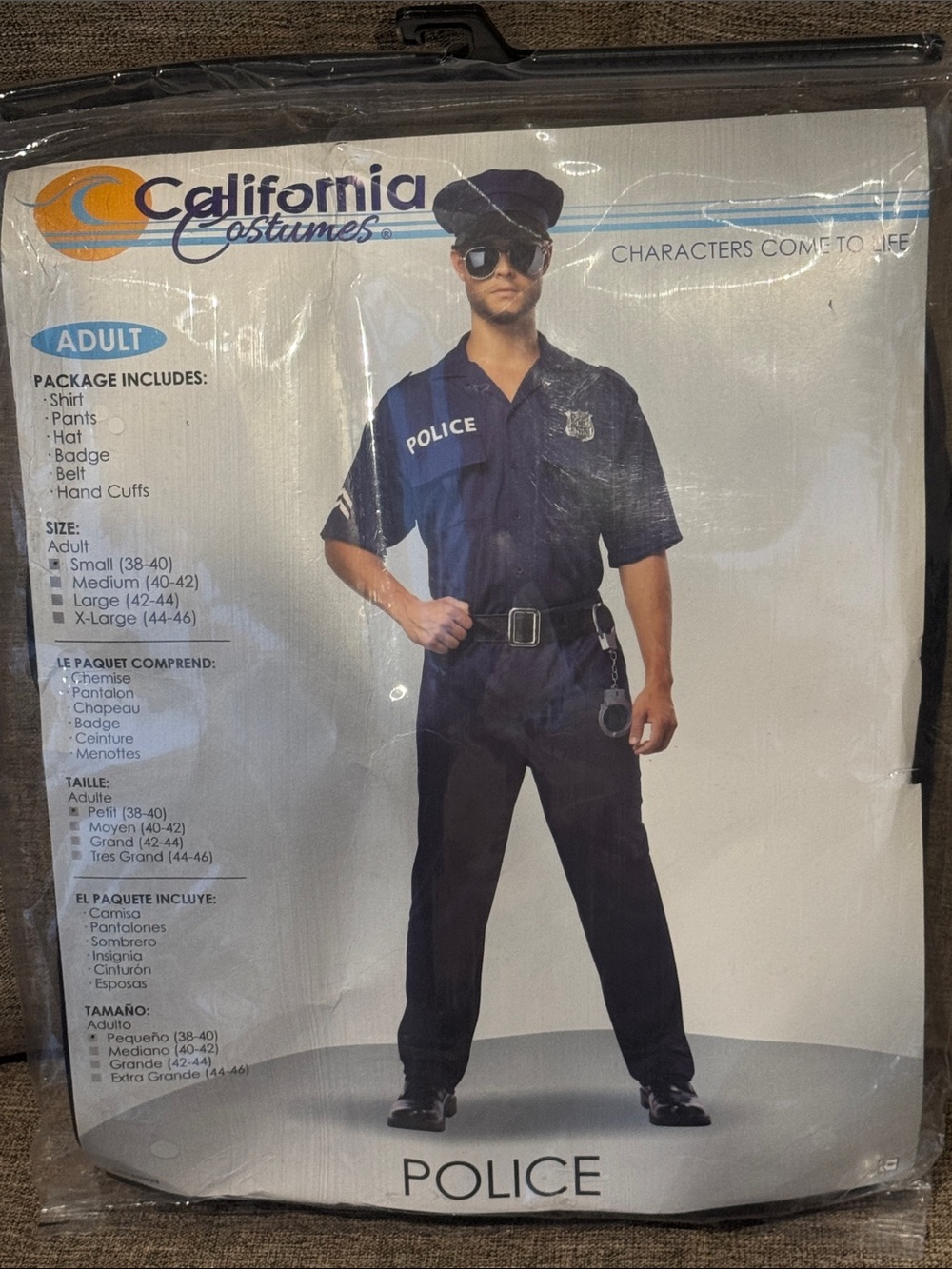 California Costumes Police Officer Uniform Set Adult Small NEW MISSING CUFFS